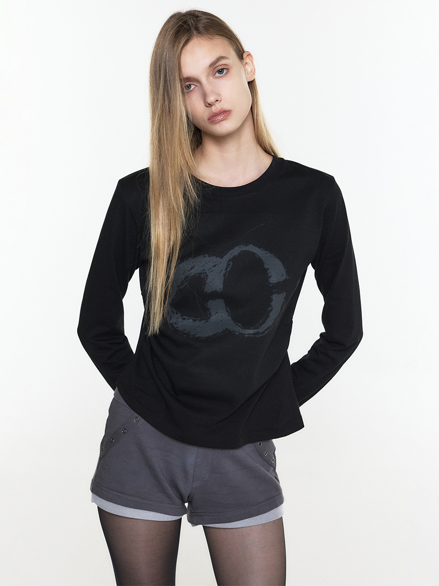 LOGO SHIRRING TEE BLACK 사진 3/4