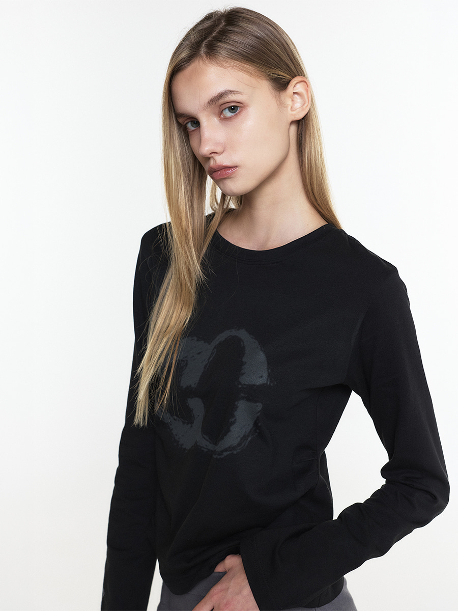 LOGO SHIRRING TEE BLACK 사진 4/4