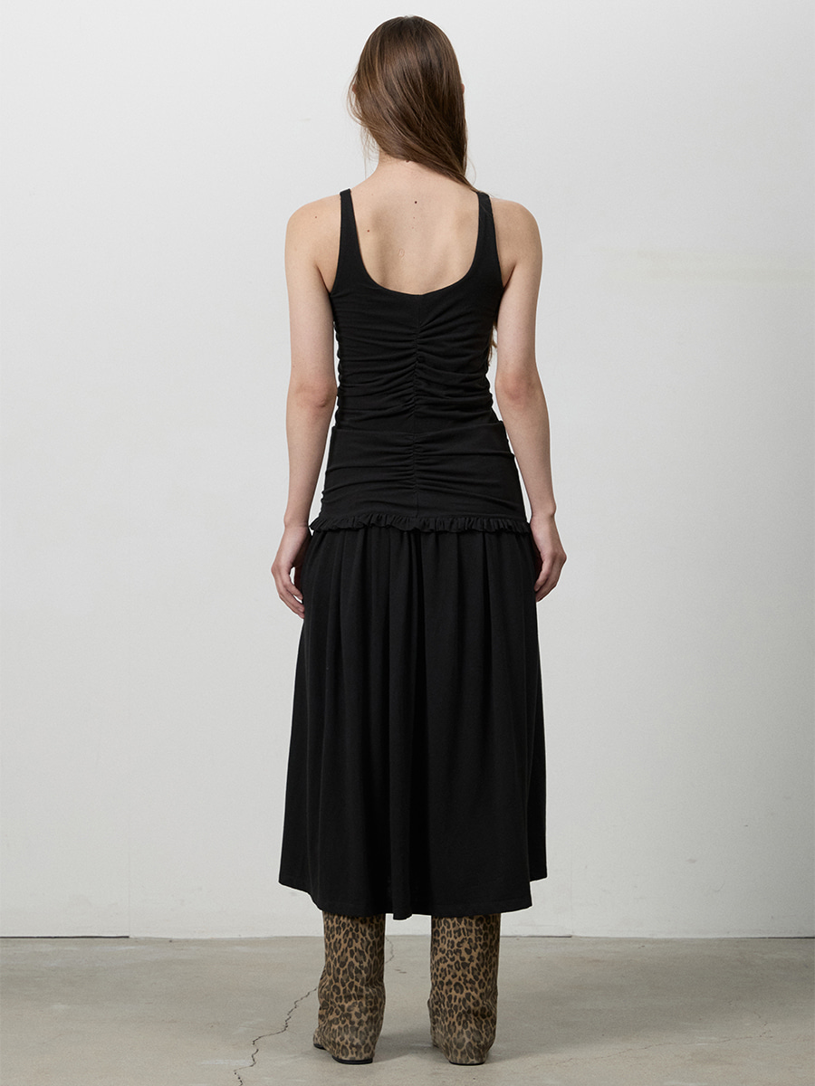 [2nd] RUCHED SNAP PANEL DRESS BLACK
