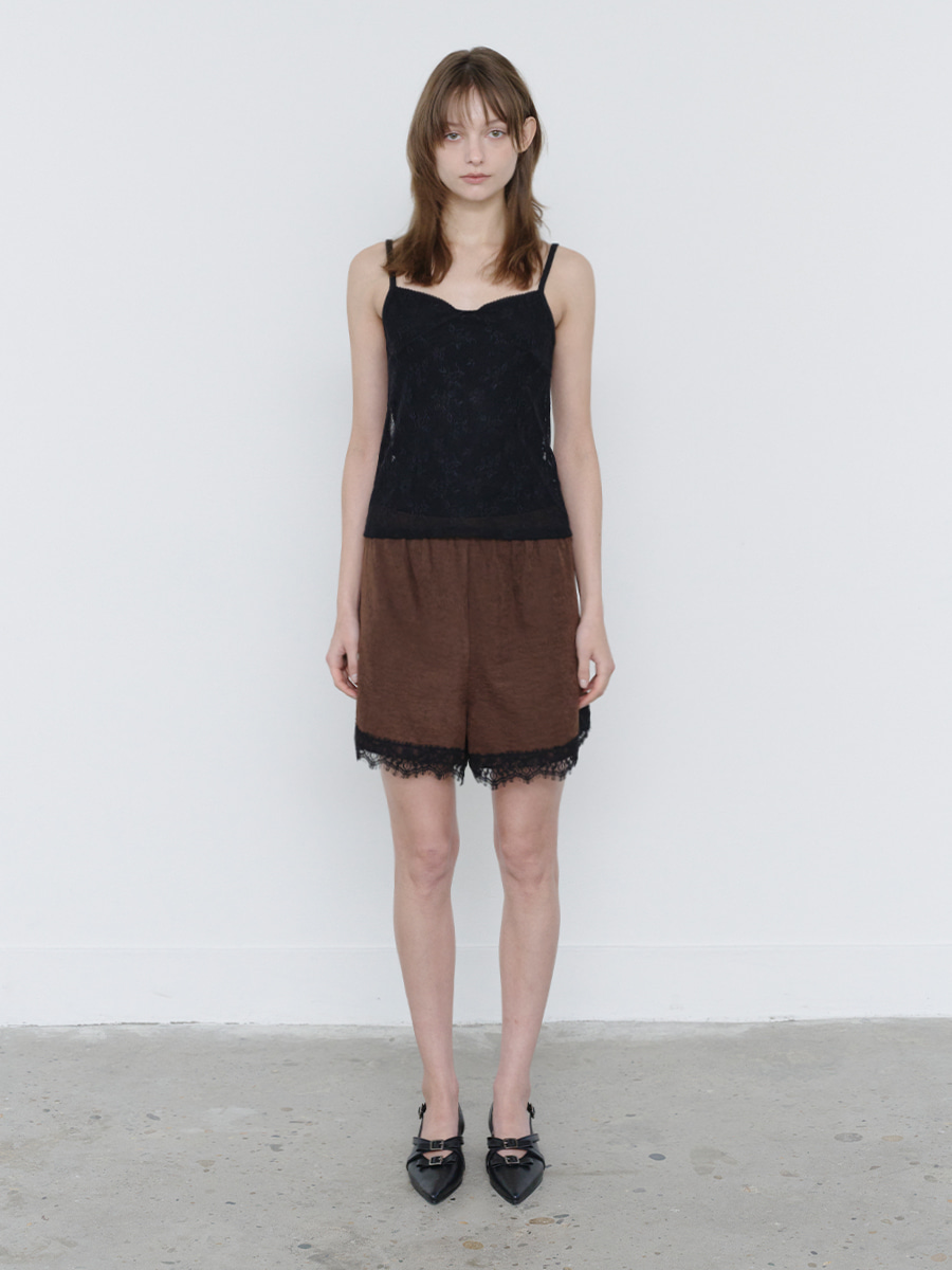 LACE BANDING SHORTS BROWN
