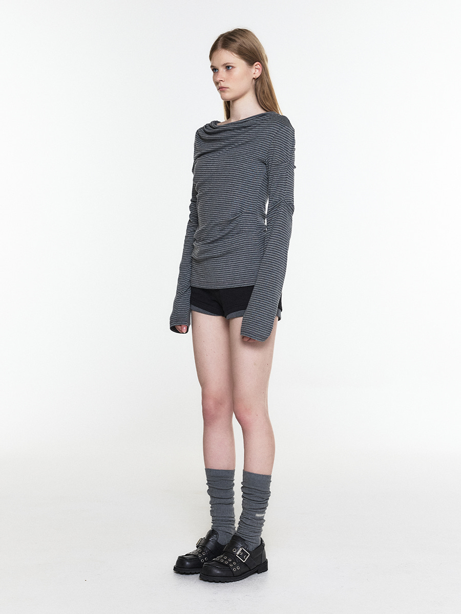 DRAPE REVERSIBLE SLEEVES CHARCOAL STRIPE 사진 3/4