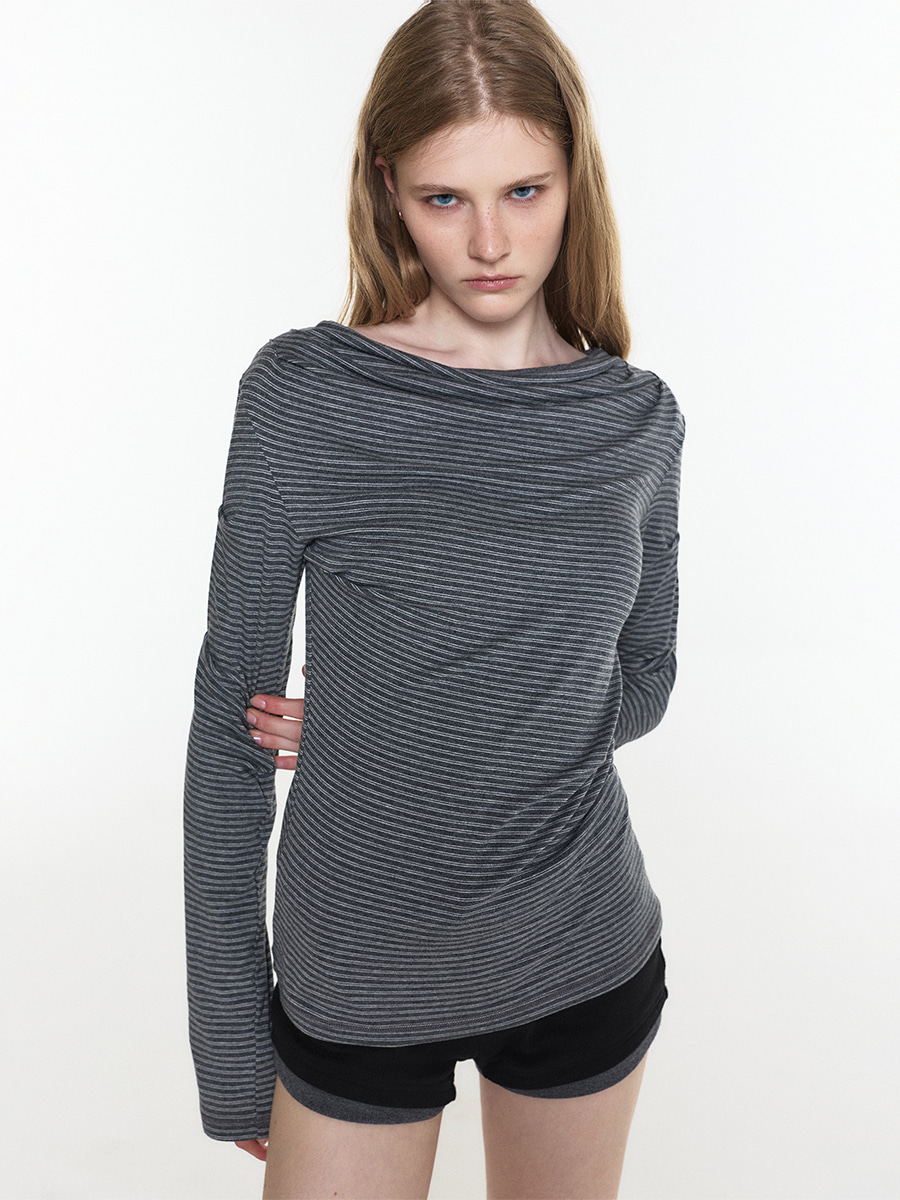 DRAPE REVERSIBLE SLEEVES CHARCOAL STRIPE 사진 4/4