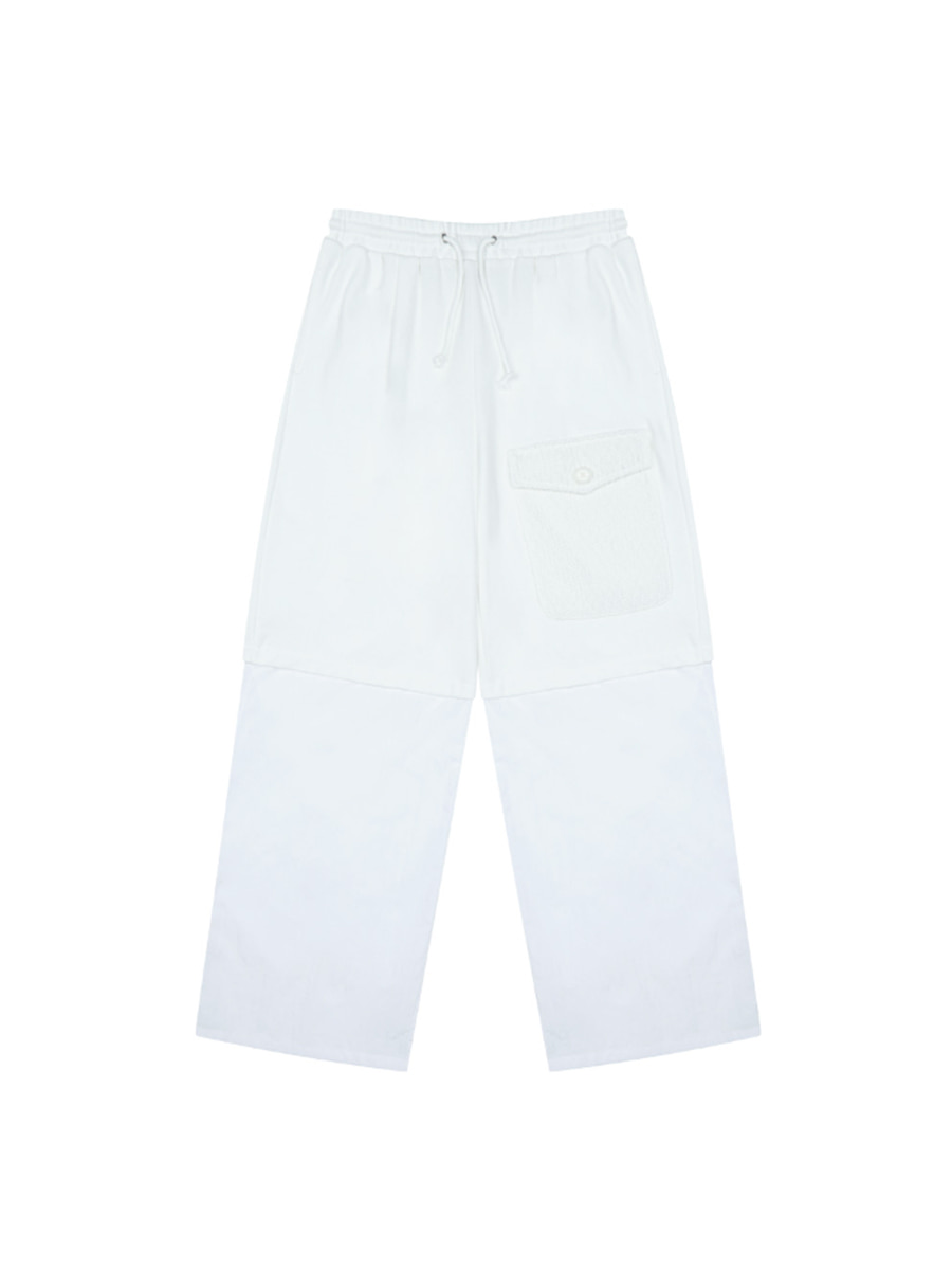 Crocheted Pocket Contrast Pants (White)