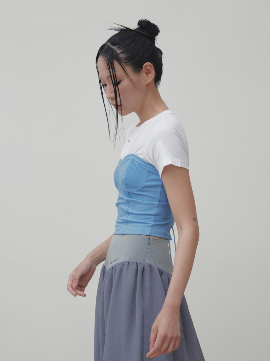 Corset Layered T-Shirt (Blue)